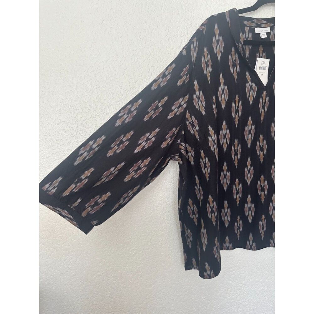 NWT J. Jill Pure V-Neck Ikat Top Geometric Print Size 4X - Picture 4 of 7